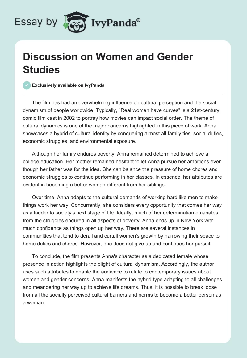 Discussion on Women and Gender Studies. Page 1