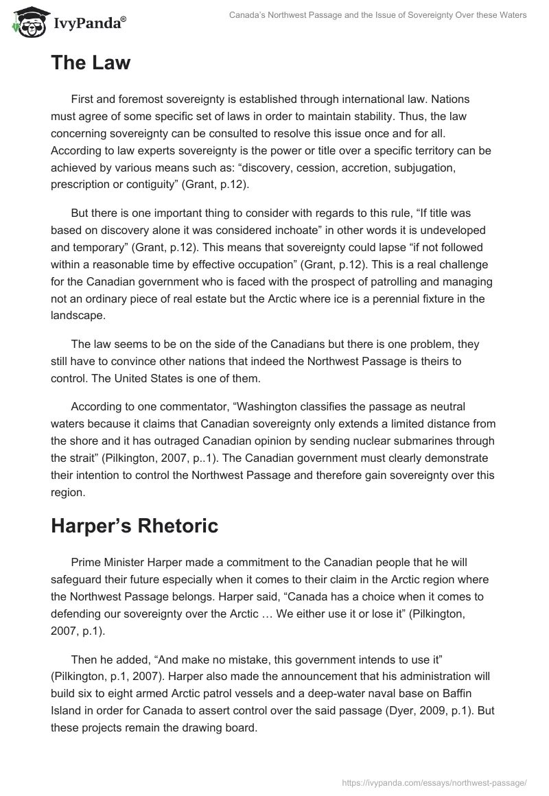 Canada’s Northwest Passage and the Issue of Sovereignty Over these Waters. Page 3