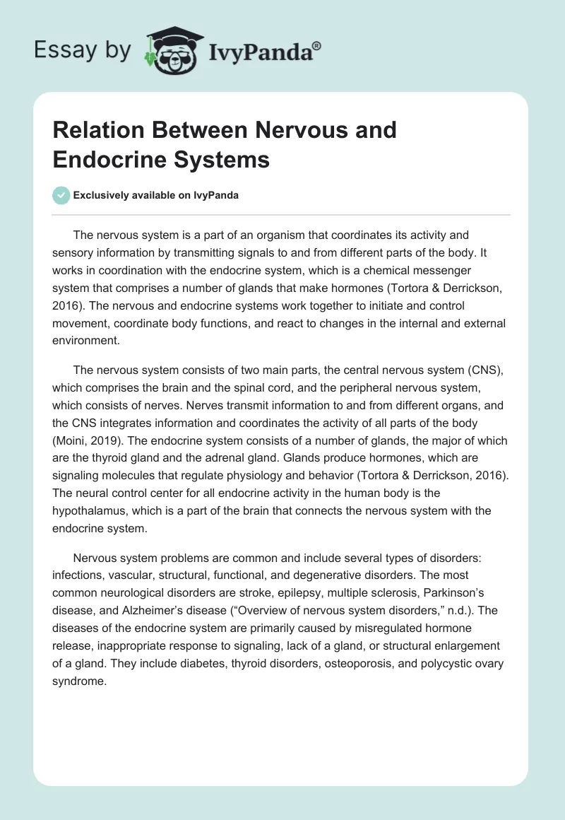 Relation Between Nervous and Endocrine Systems. Page 1