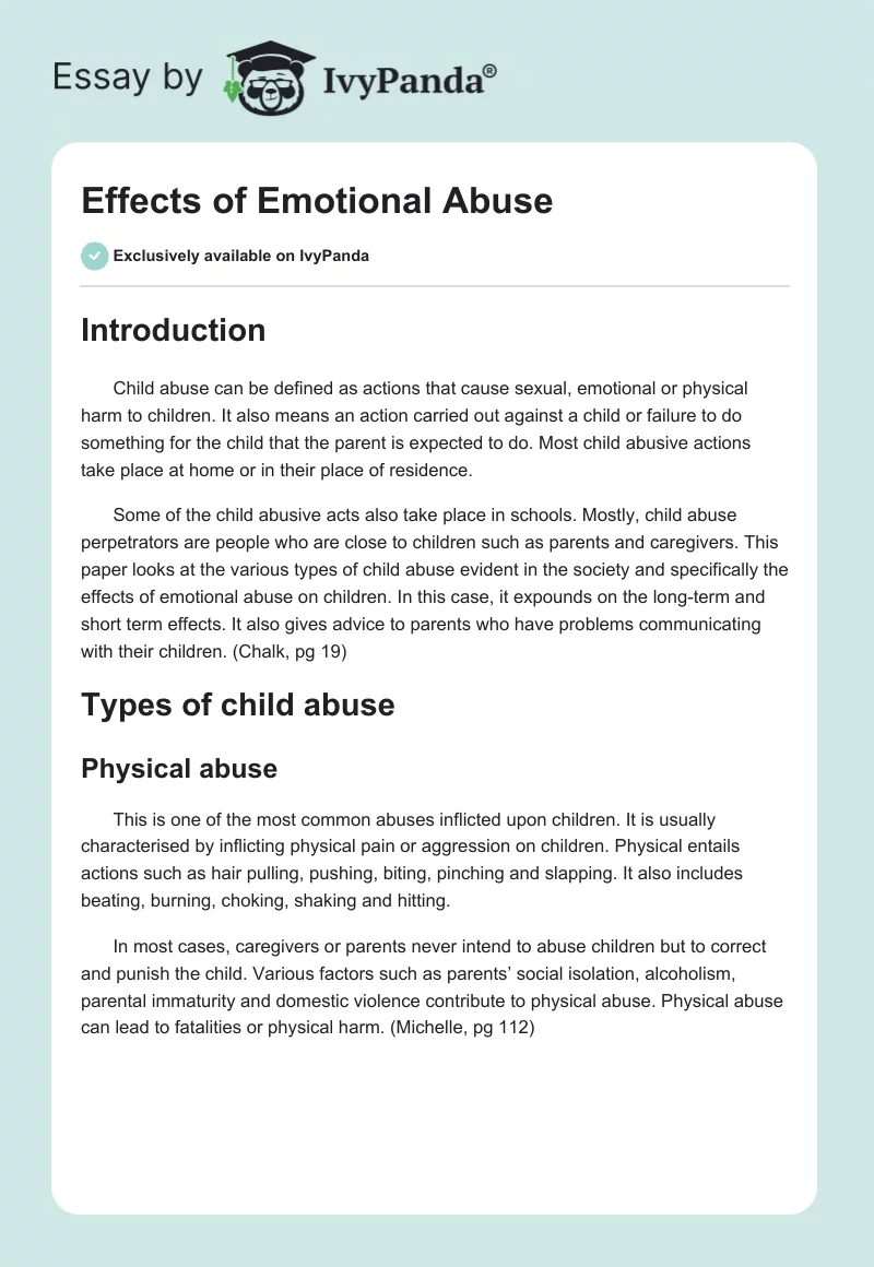 Effects of Emotional Abuse. Page 1