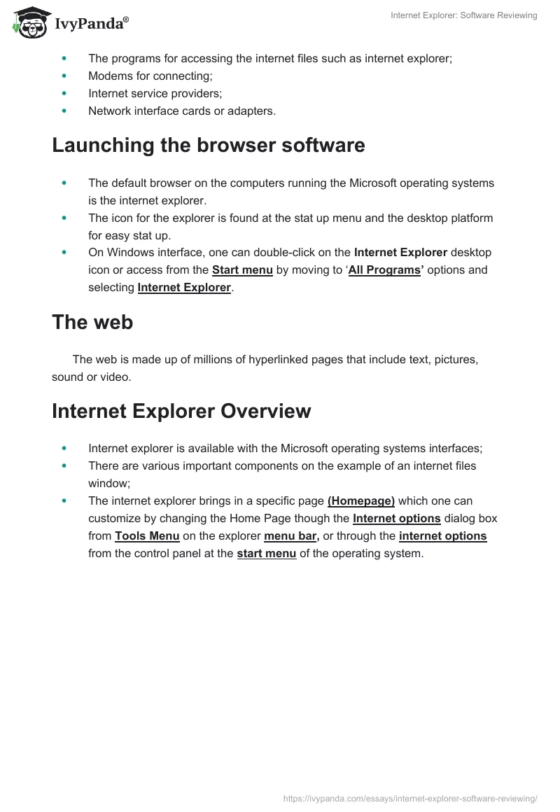 Internet Explorer: Software Reviewing. Page 4