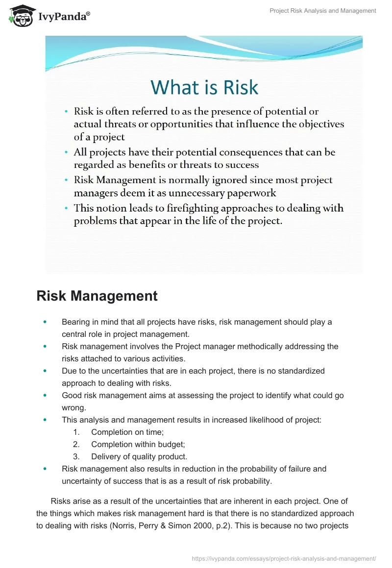 Project Risk Analysis and Management. Page 3