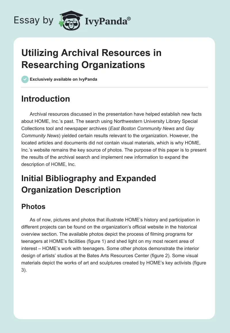 Utilizing Archival Resources in Researching Organizations. Page 1