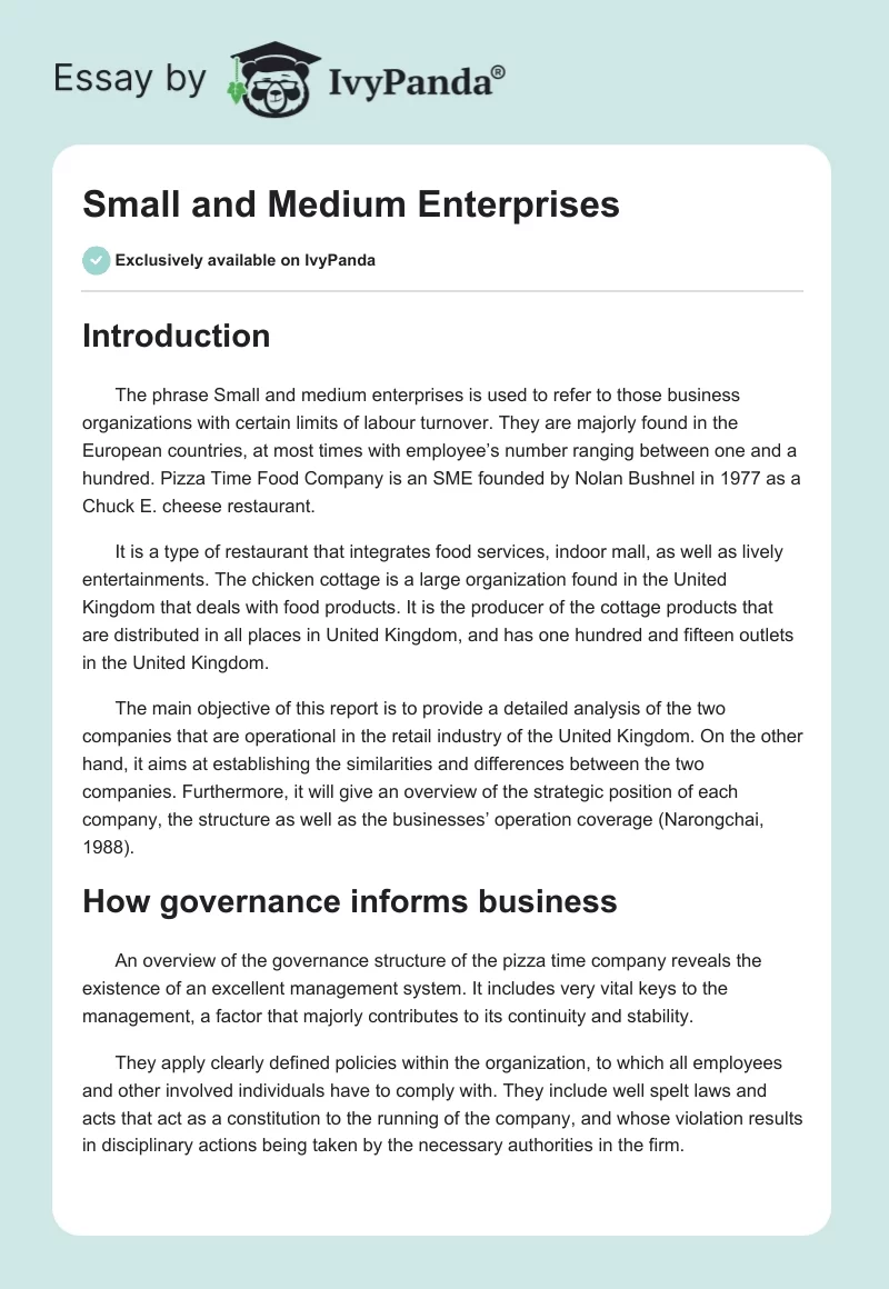 Small and Medium Enterprises. Page 1