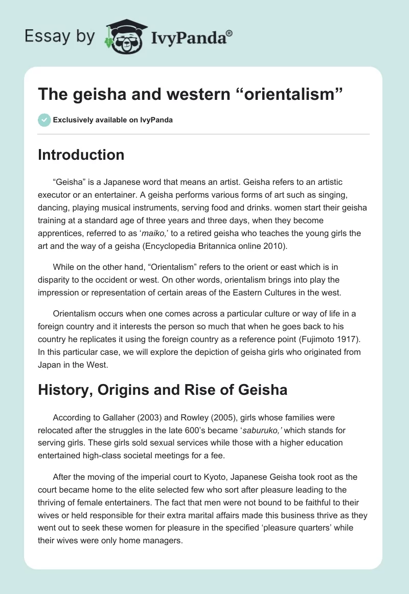 The geisha and western “orientalism”. Page 1