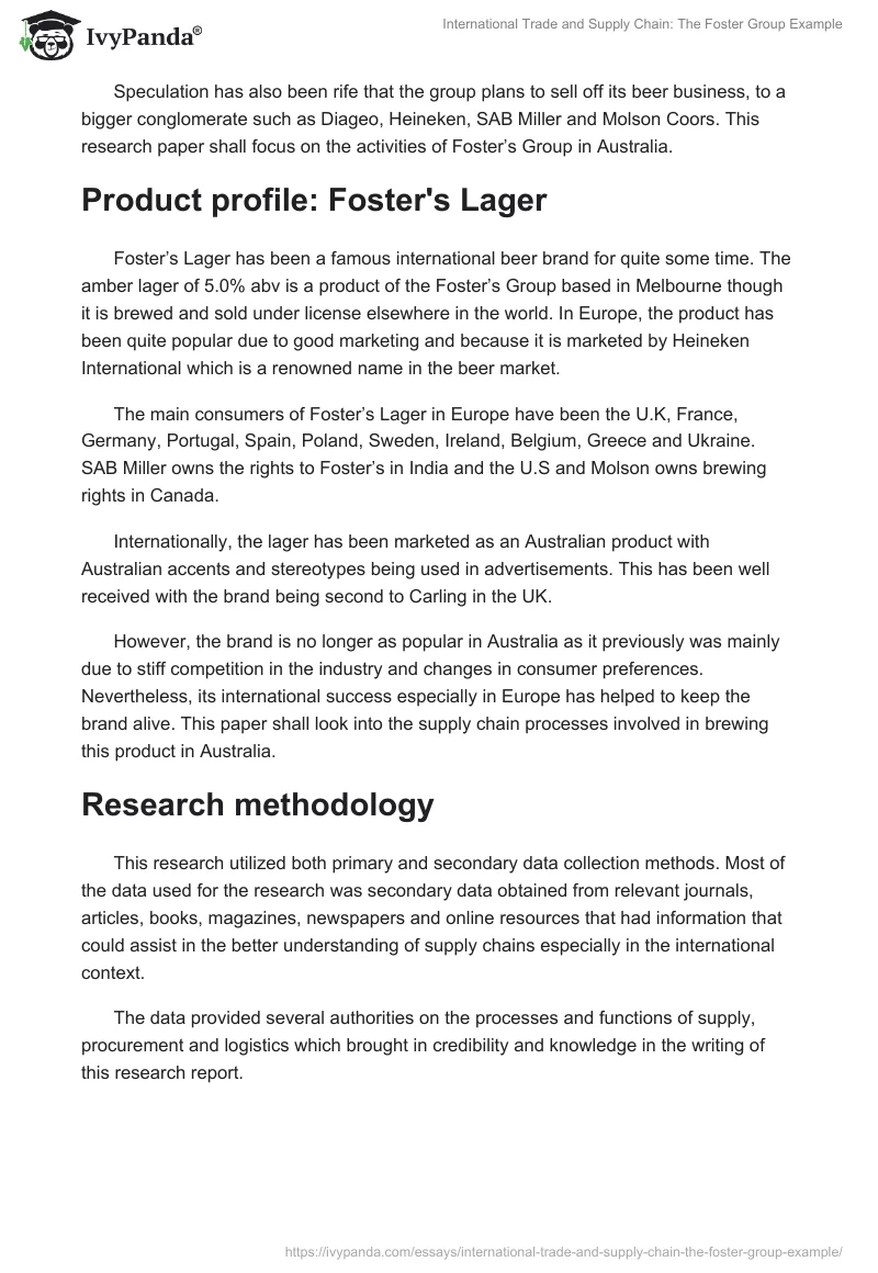 International Trade and Supply Chain: The Foster Group Example. Page 3