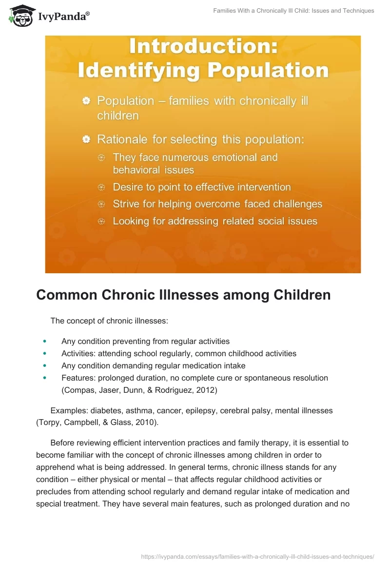 Families With a Chronically Ill Child: Issues and Techniques. Page 2