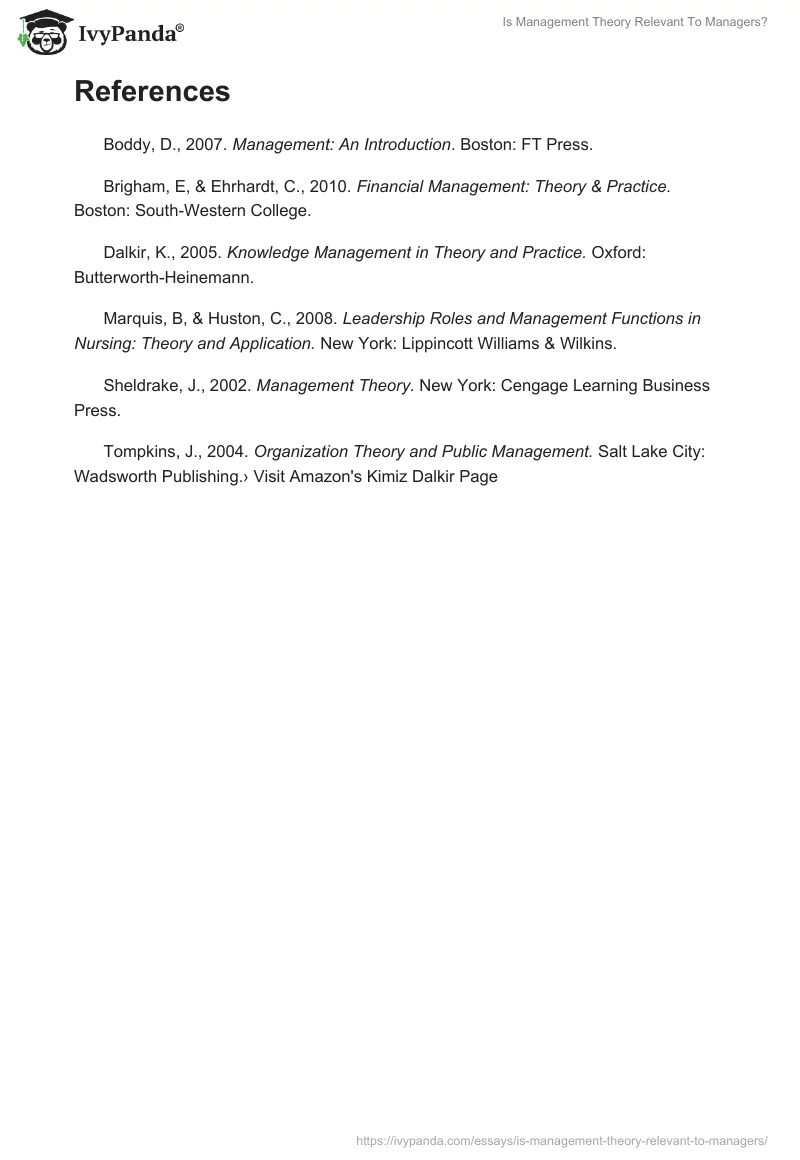 Is Management Theory Relevant To Managers?. Page 5
