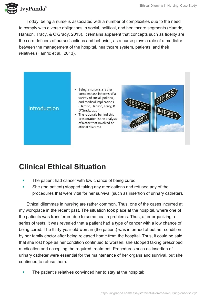 Ethical Dilemma in Nursing: Case Study. Page 2
