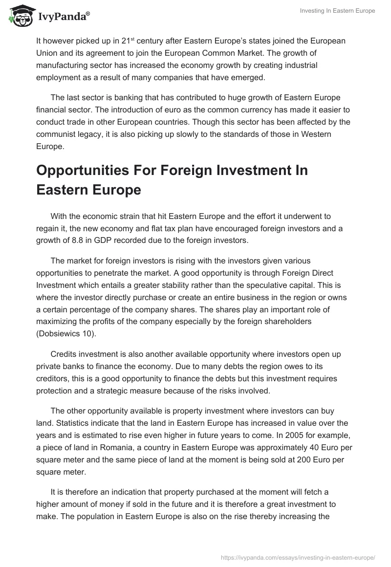 Investing In Eastern Europe. Page 2
