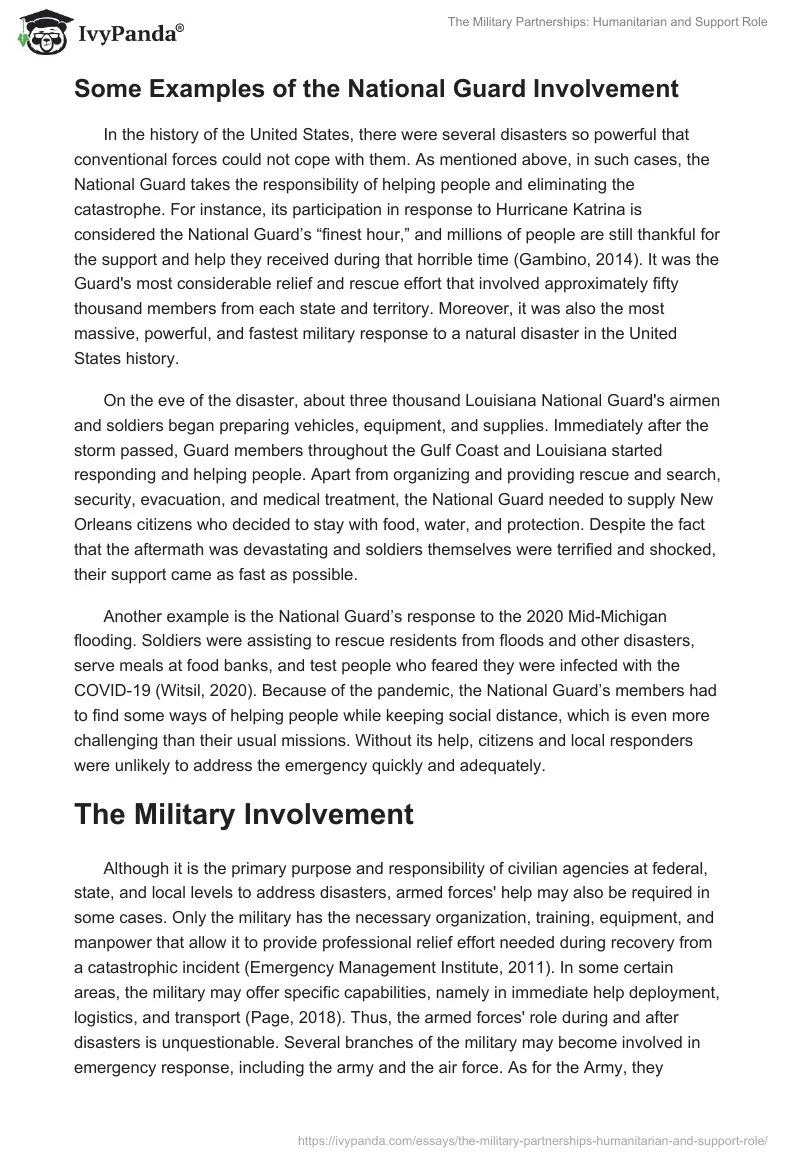 The Military Partnerships: Humanitarian and Support Role. Page 3