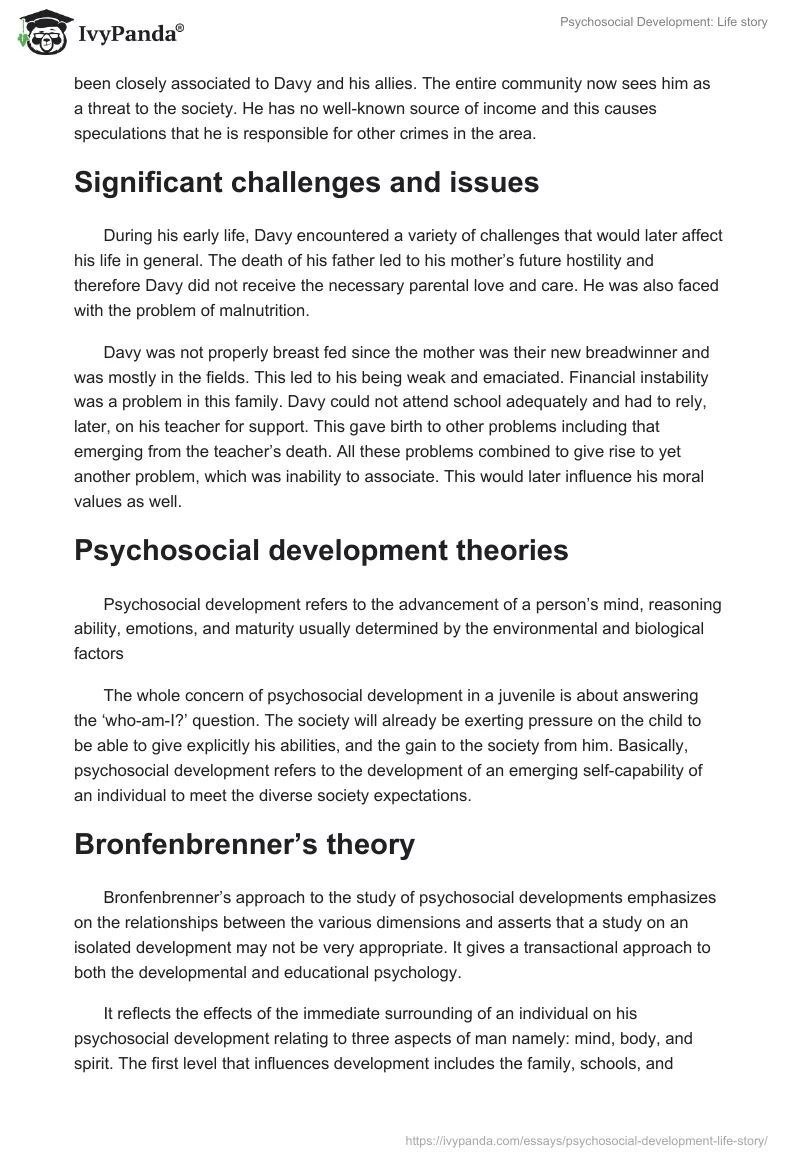 Psychosocial Development: Life story. Page 4