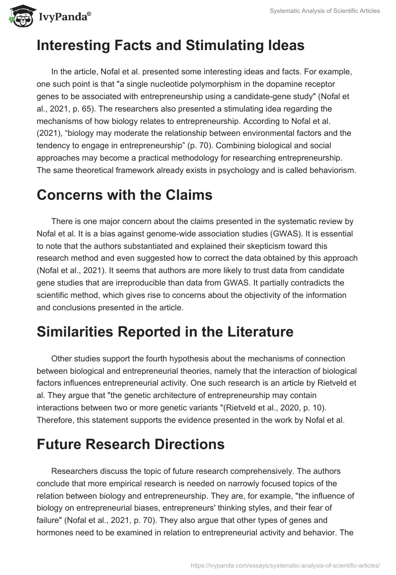 Systematic Analysis of Scientific Articles. Page 2