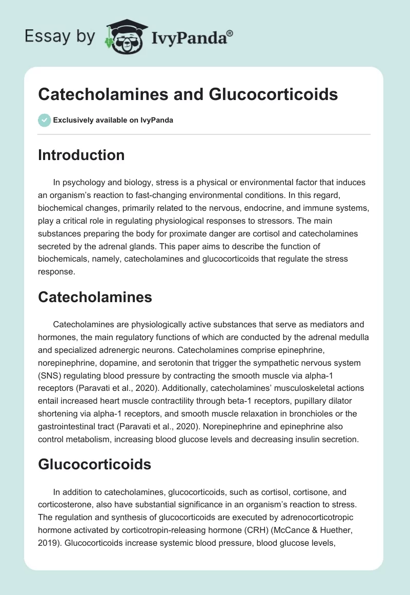 Catecholamines and Glucocorticoids. Page 1