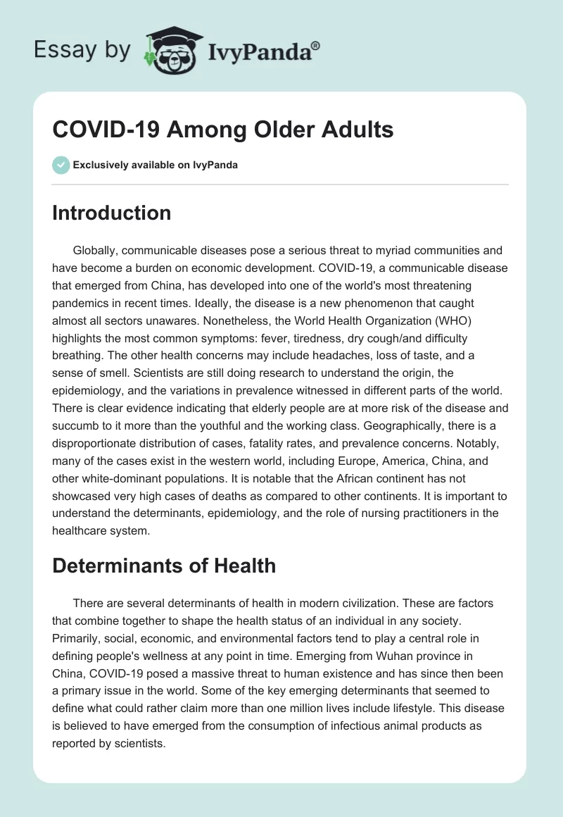 COVID-19 Among Older Adults. Page 1