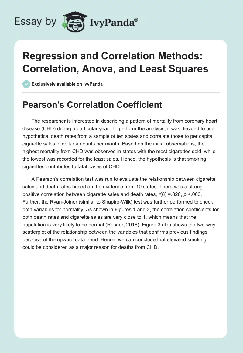 Regression and Correlation Methods: Correlation, Anova, and Least Squares. Page 1