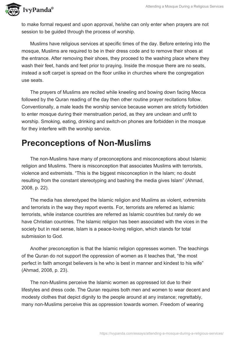 Attending a Mosque During a Religious Services. Page 2
