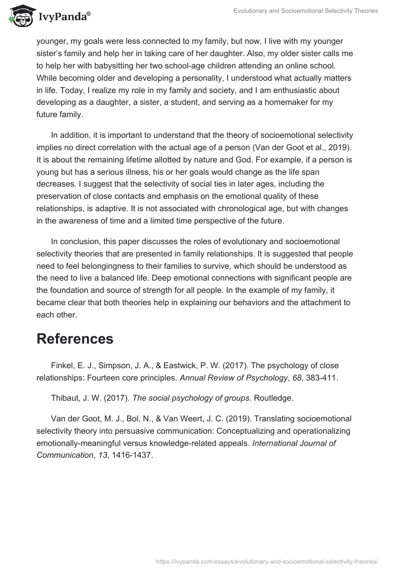 Evolutionary and Socioemotional Selectivity Theories. Page 3