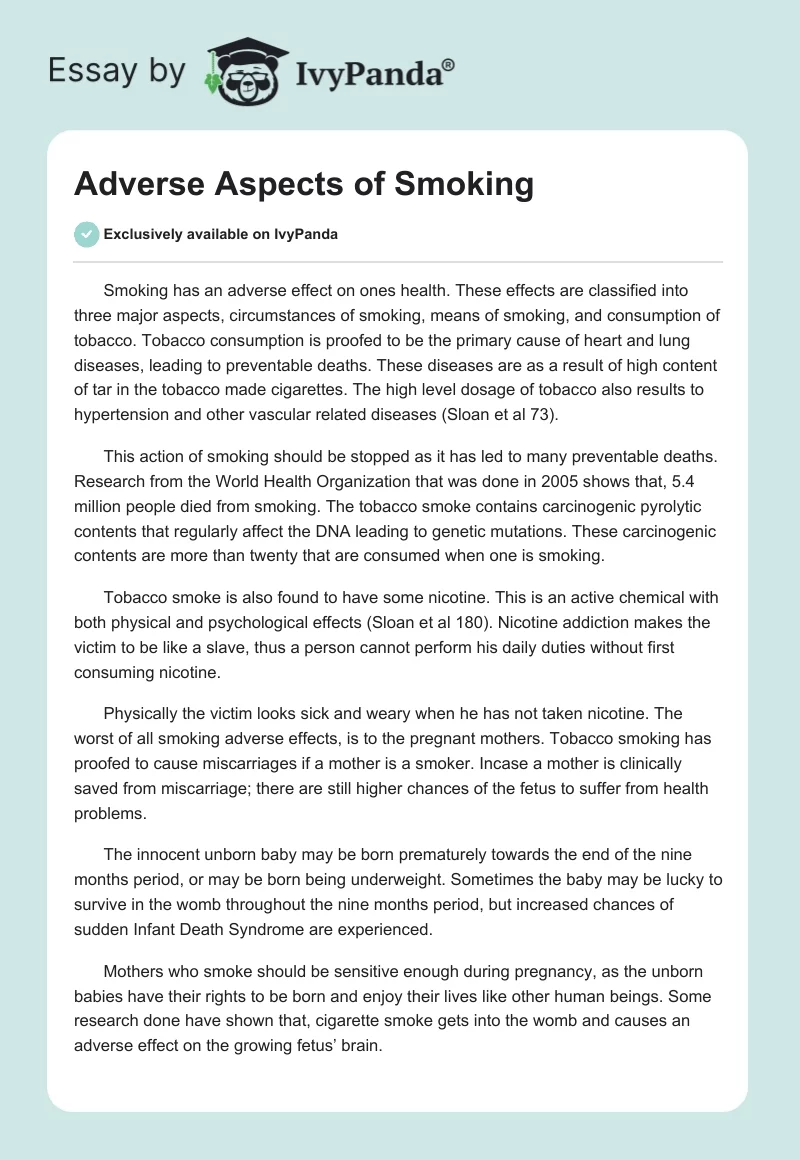Adverse Aspects of Smoking. Page 1