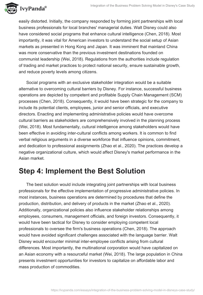 Integration of the Business Problem Solving Model in Disney's Case Study. Page 3