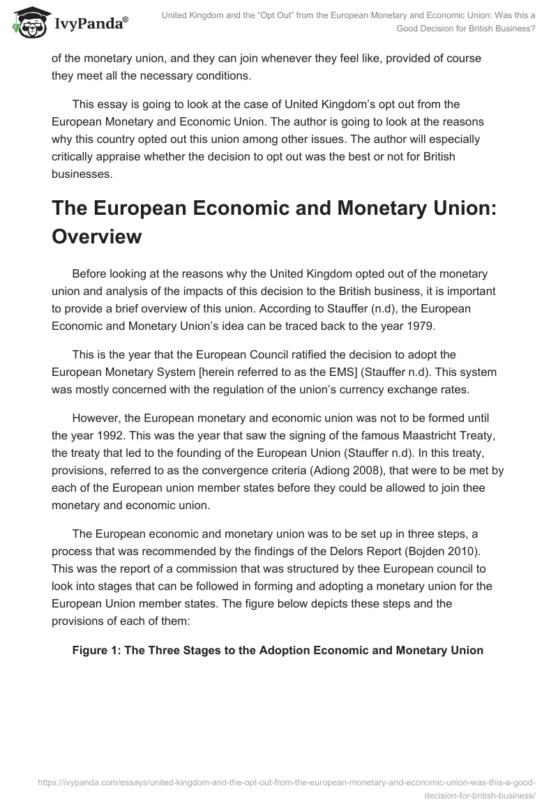 United Kingdom and the “Opt Out” from the European Monetary and Economic Union: Was this a Good Decision for British Business?. Page 2
