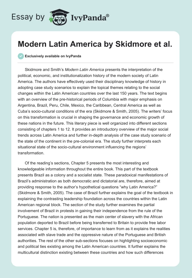 Modern Latin America by Skidmore et al.. Page 1