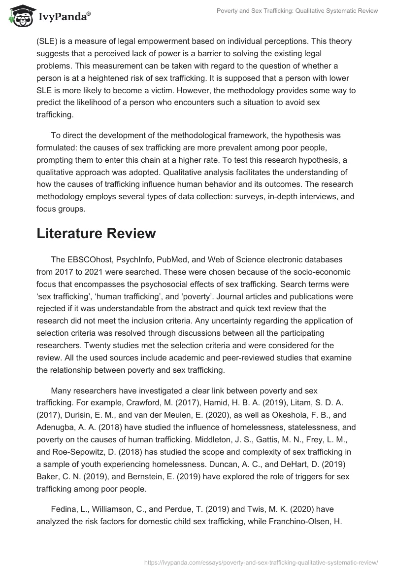 Poverty and Sex Trafficking: Qualitative Systematic Review. Page 2