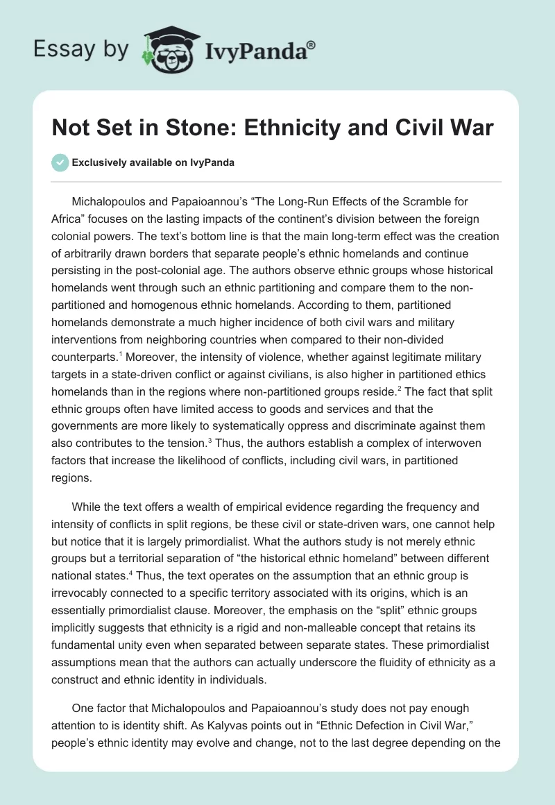Not Set in Stone: Ethnicity and Civil War. Page 1