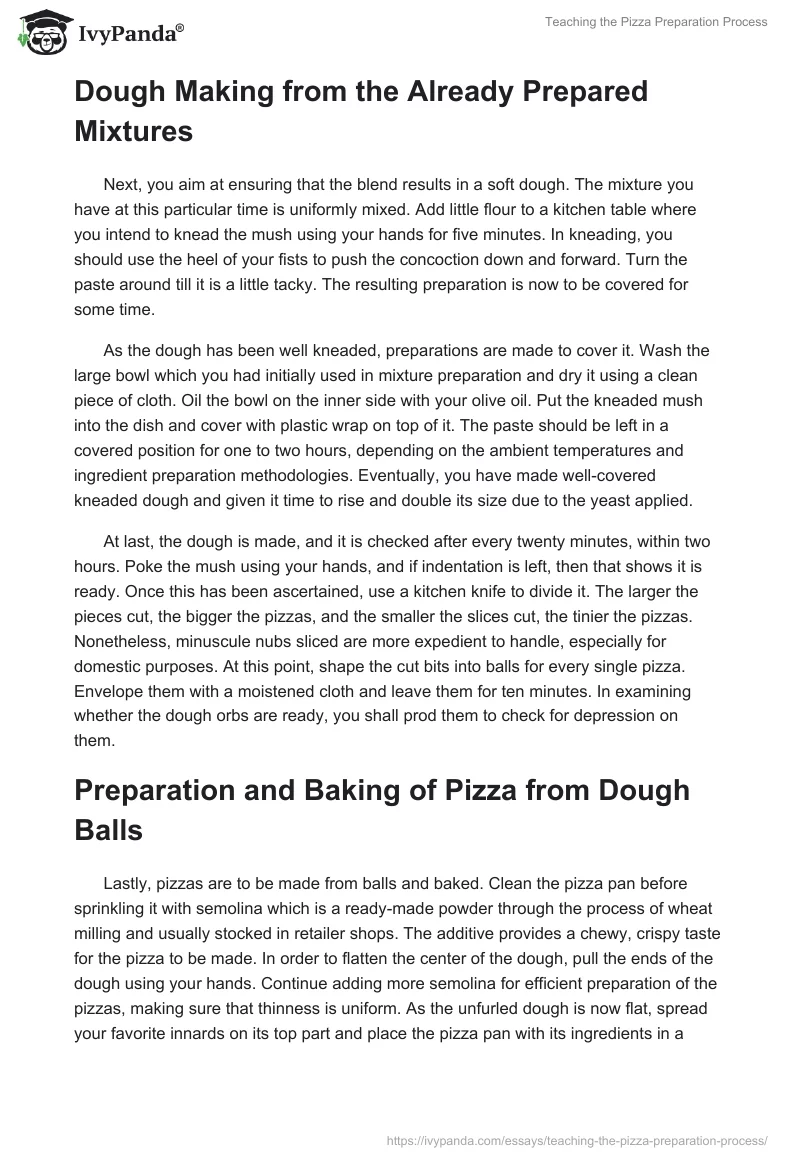 Teaching the Pizza Preparation Process. Page 2
