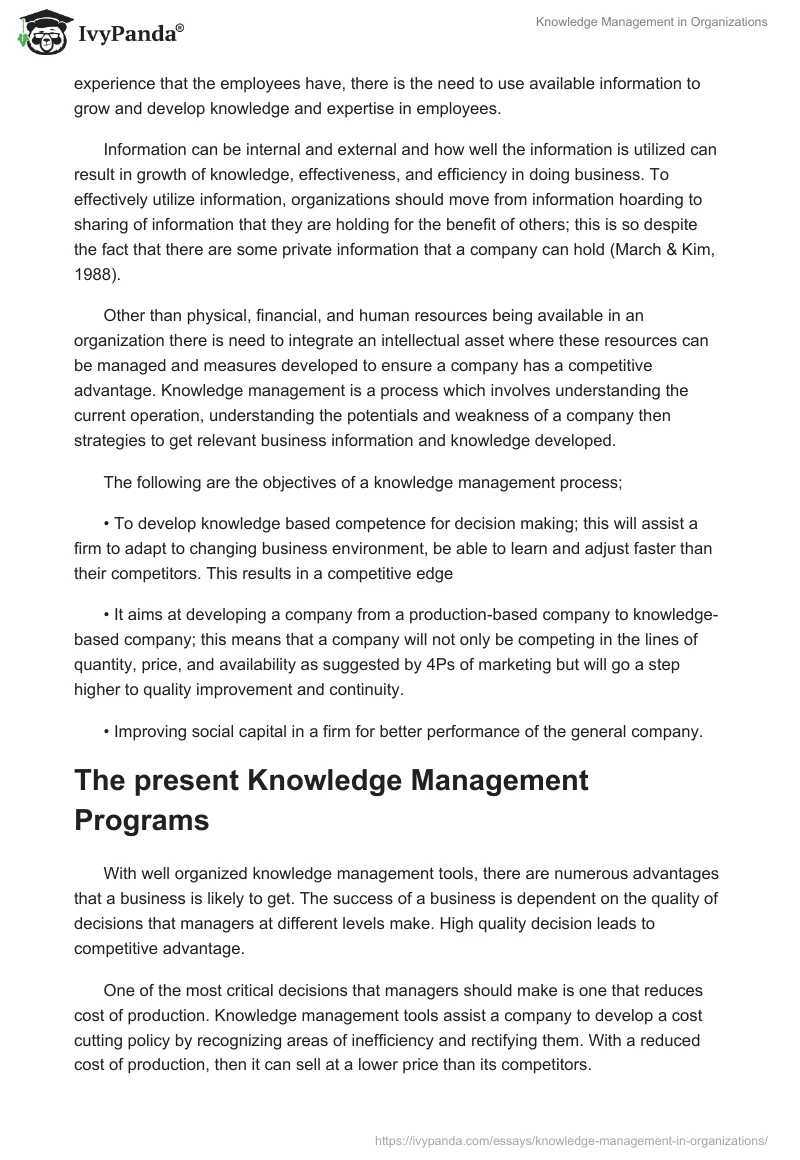 Knowledge Management in Organizations. Page 2