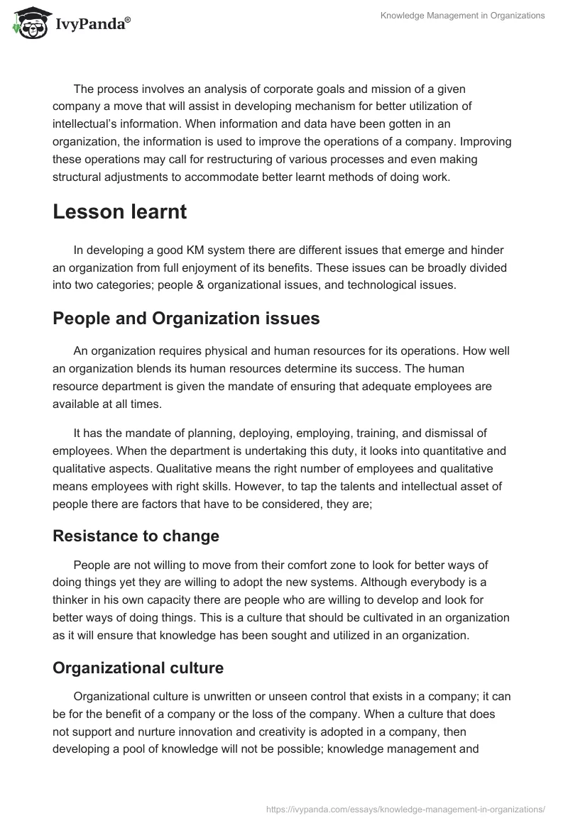 Knowledge Management in Organizations. Page 4