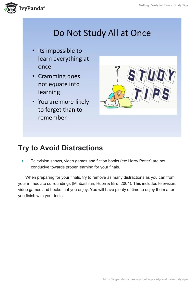 Getting Ready for Finals: Study Tips. Page 2
