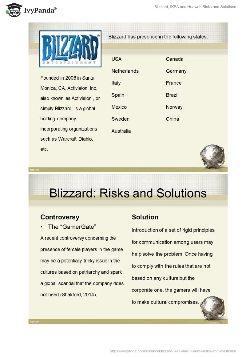 Blizzard, IKEA and Huawei: Risks and Solutions. Page 3