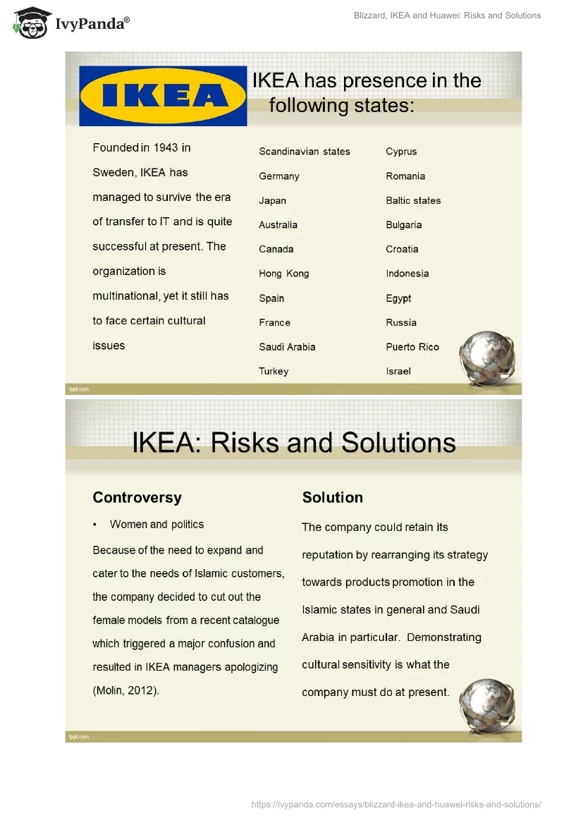 Blizzard, IKEA and Huawei: Risks and Solutions. Page 5