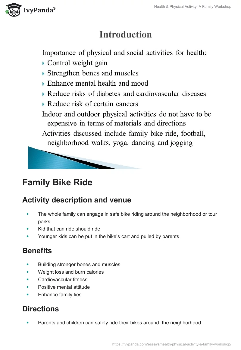 Health & Physical Activity: A Family Workshop. Page 2