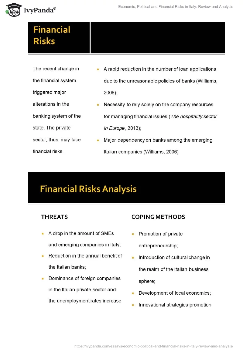 Economic, Political and Financial Risks in Italy: Review and Analysis. Page 5