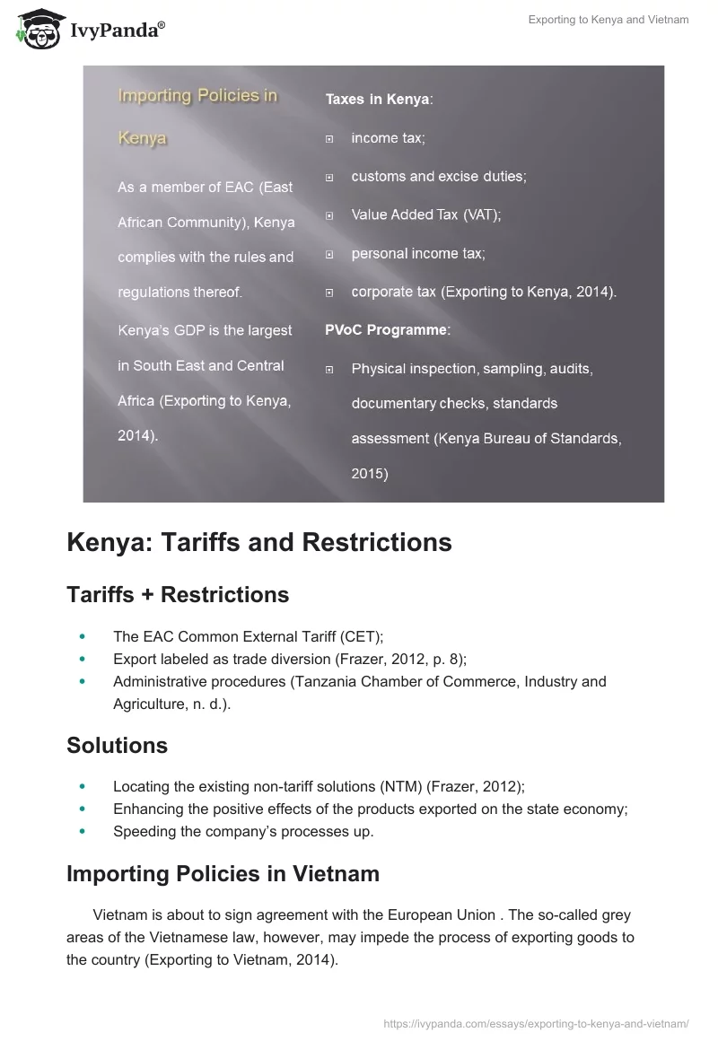 Exporting to Kenya and Vietnam. Page 3