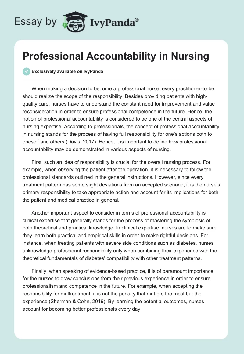 Professional Accountability in Nursing. Page 1