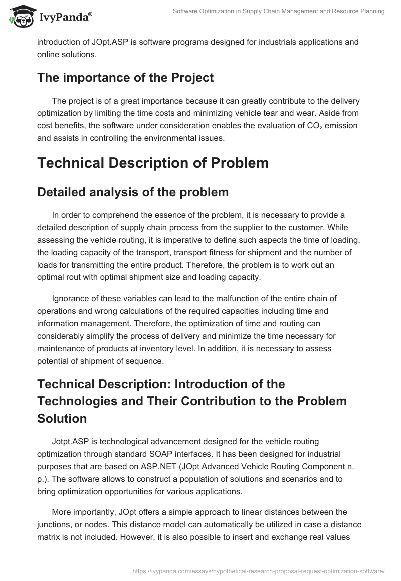 Software Optimization in Supply Chain Management and Resource Planning. Page 2
