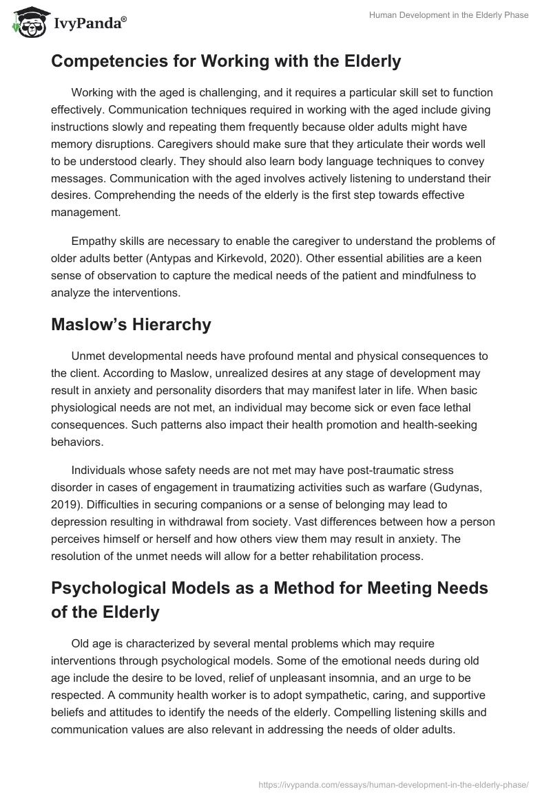 Human Development in the Elderly Phase. Page 3