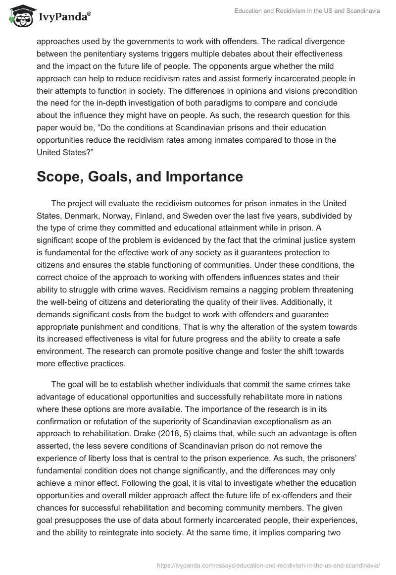 Education and Recidivism in the US and Scandinavia. Page 2
