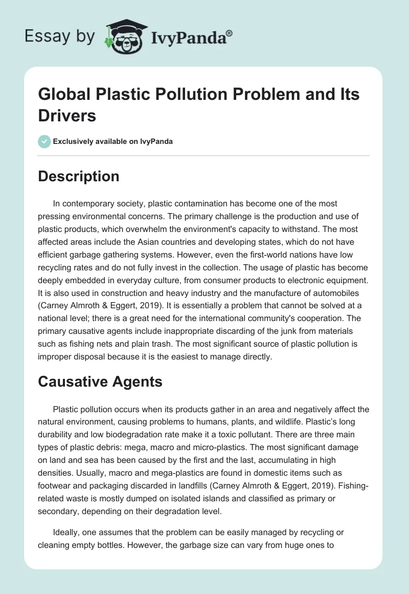 Global Plastic Pollution Problem and Its Drivers. Page 1