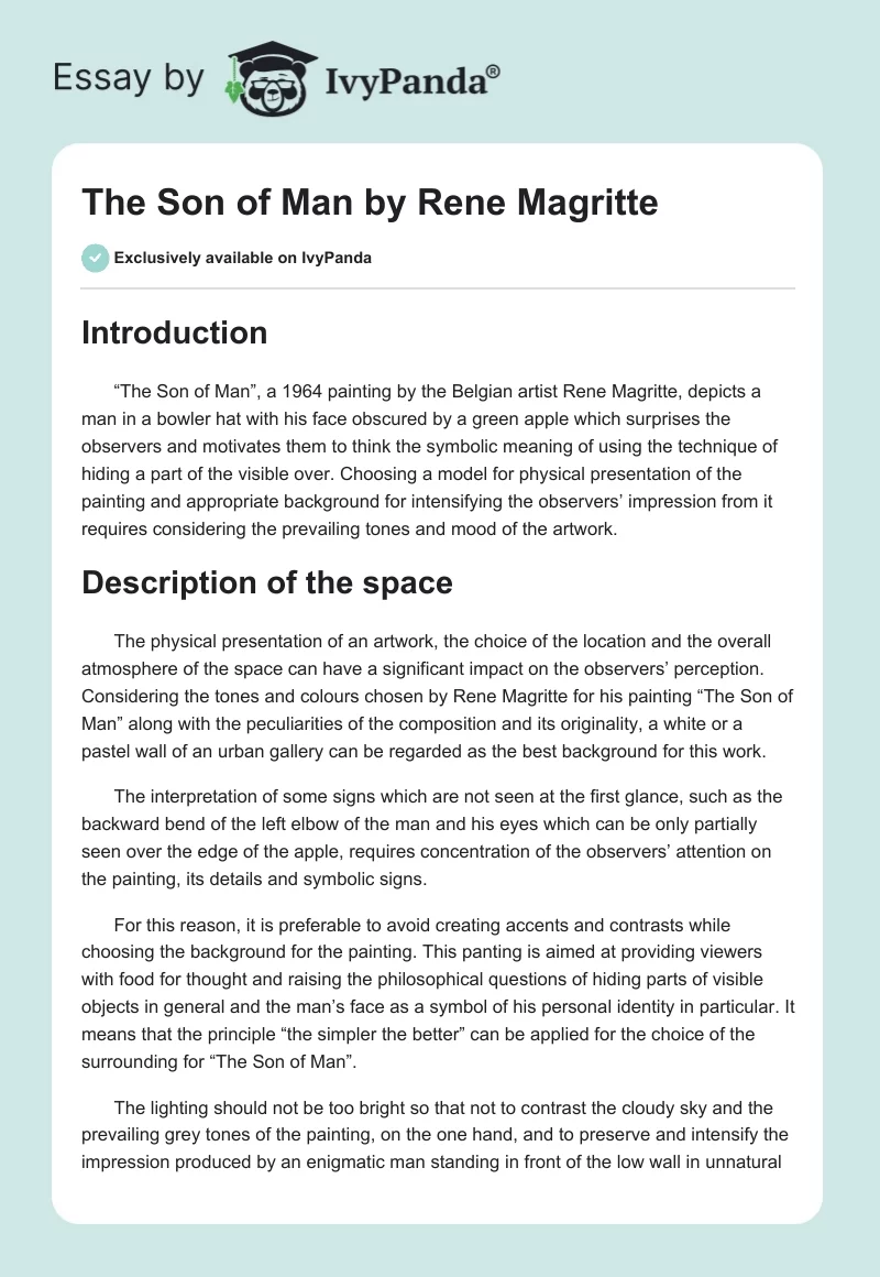 The Son of Man by Rene Magritte. Page 1