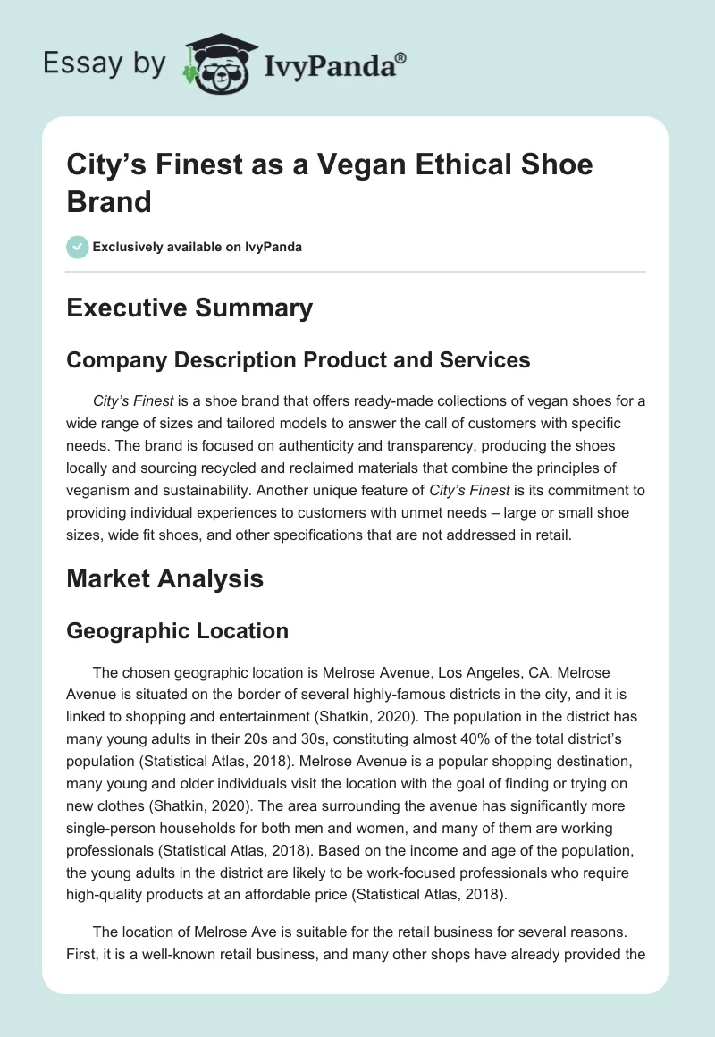 City’s Finest as a Vegan Ethical Shoe Brand. Page 1