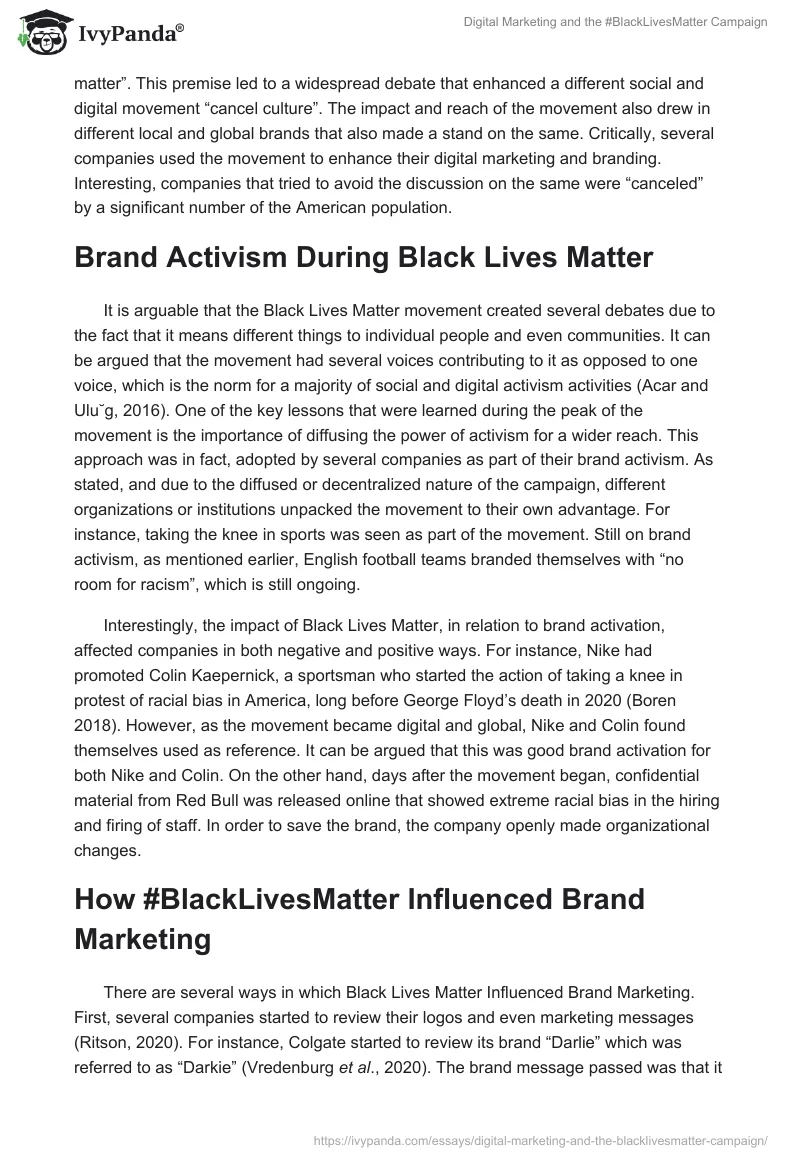 Digital Marketing and the #BlackLivesMatter Campaign. Page 2