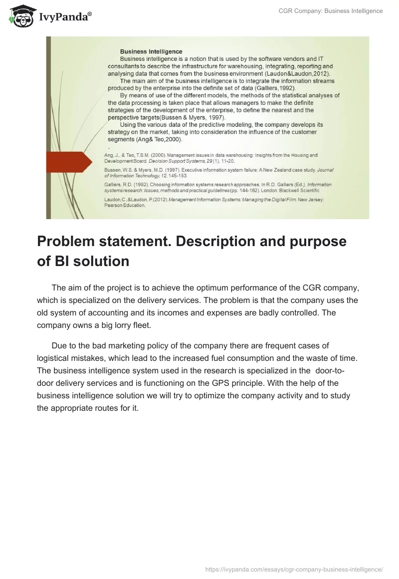 CGR Company: Business Intelligence. Page 2
