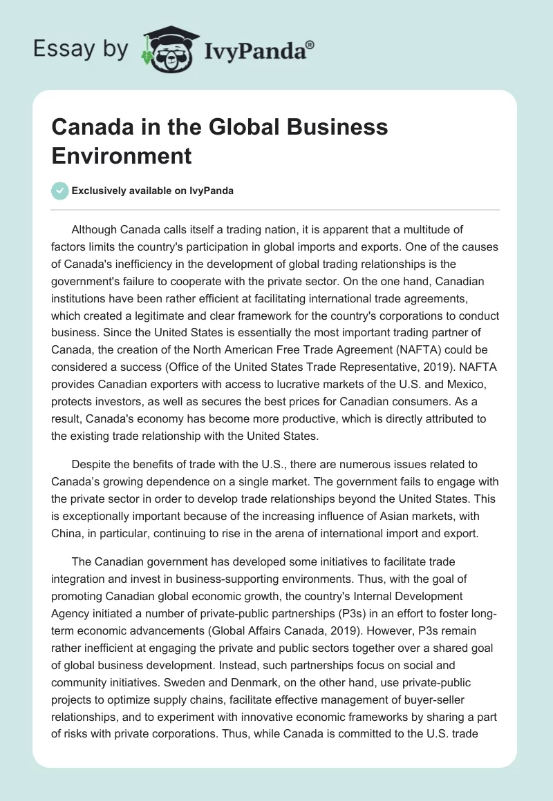Canada in the Global Business Environment. Page 1
