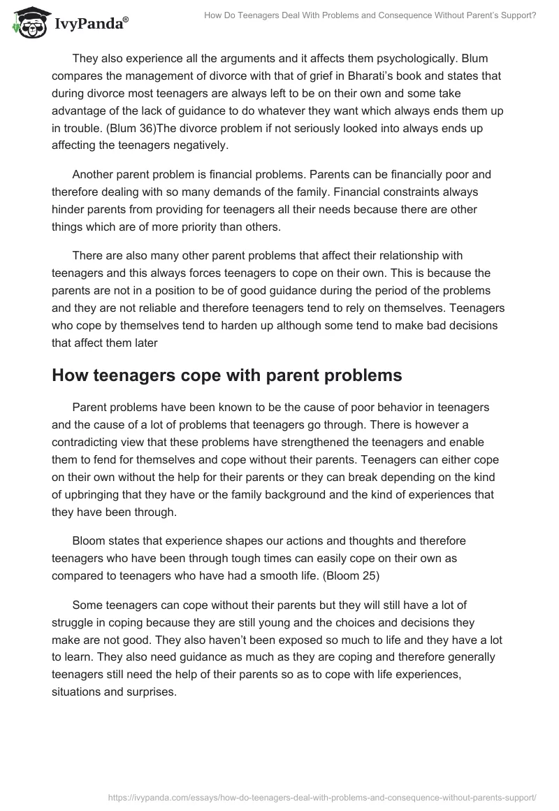 How Do Teenagers Deal With Problems and Consequence Without Parent’s Support?. Page 3