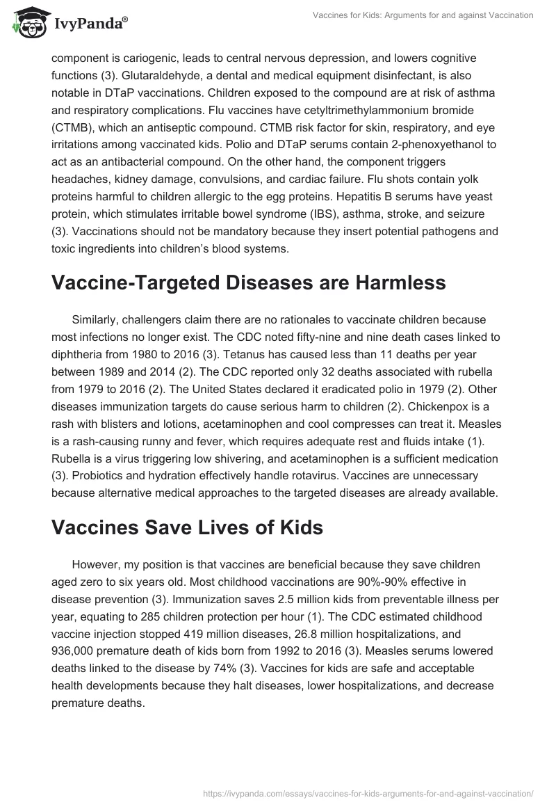 Vaccines for Kids: Arguments For and Against Vaccination. Page 2