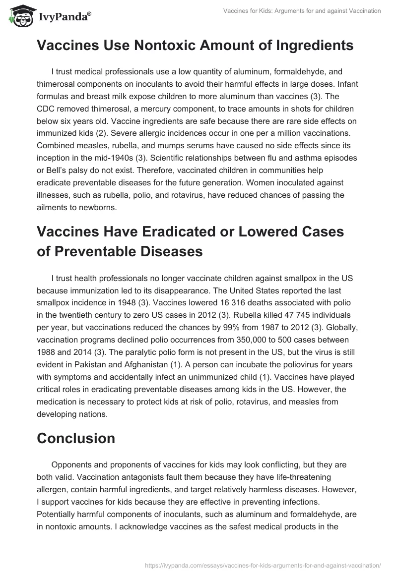 Vaccines for Kids: Arguments For and Against Vaccination. Page 3